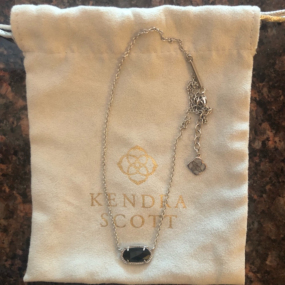 Kendra Scott Elisa Silver Pendant Necklace Black